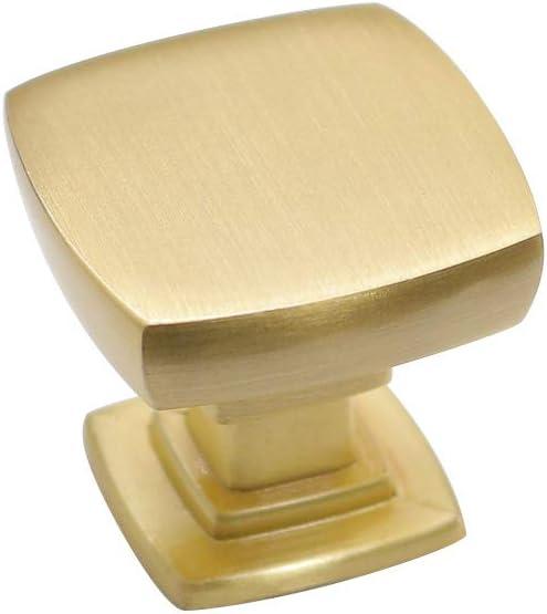 homdiy Cabinet Knobs, 30 Pack Brushed Brass Hardware Handle - MO9016GD, Solid Square Zinc Alloy Kitchen Cabinet Knobs for Dresser Drawers