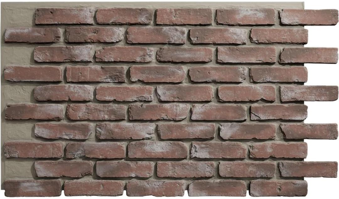 EverStone Aged Brick Faux Brick Panel, 46 7/8"W x 27"H x 1 1/4"D, Burnished Red Color