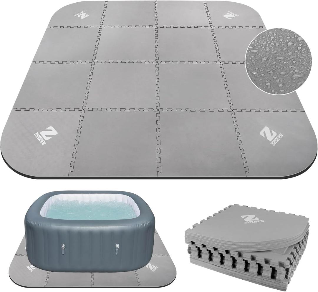 1/2" Thickness 85IN Hot Tub Mat for Inflatable Tub,Hot Tub Pad Foundation, Upgraded Thickened Eva Foam Padding for Outdoor Hot Tubs (Square-Shaped)