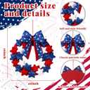 Dingion 4th of July Patriotic Plush Wreaths 16 Inch Red White and Blue Star Wreaths with Bow for Front Door Independence Memorial Day Decoration Garland for 250th Anniversary Flag Labor Day Wall