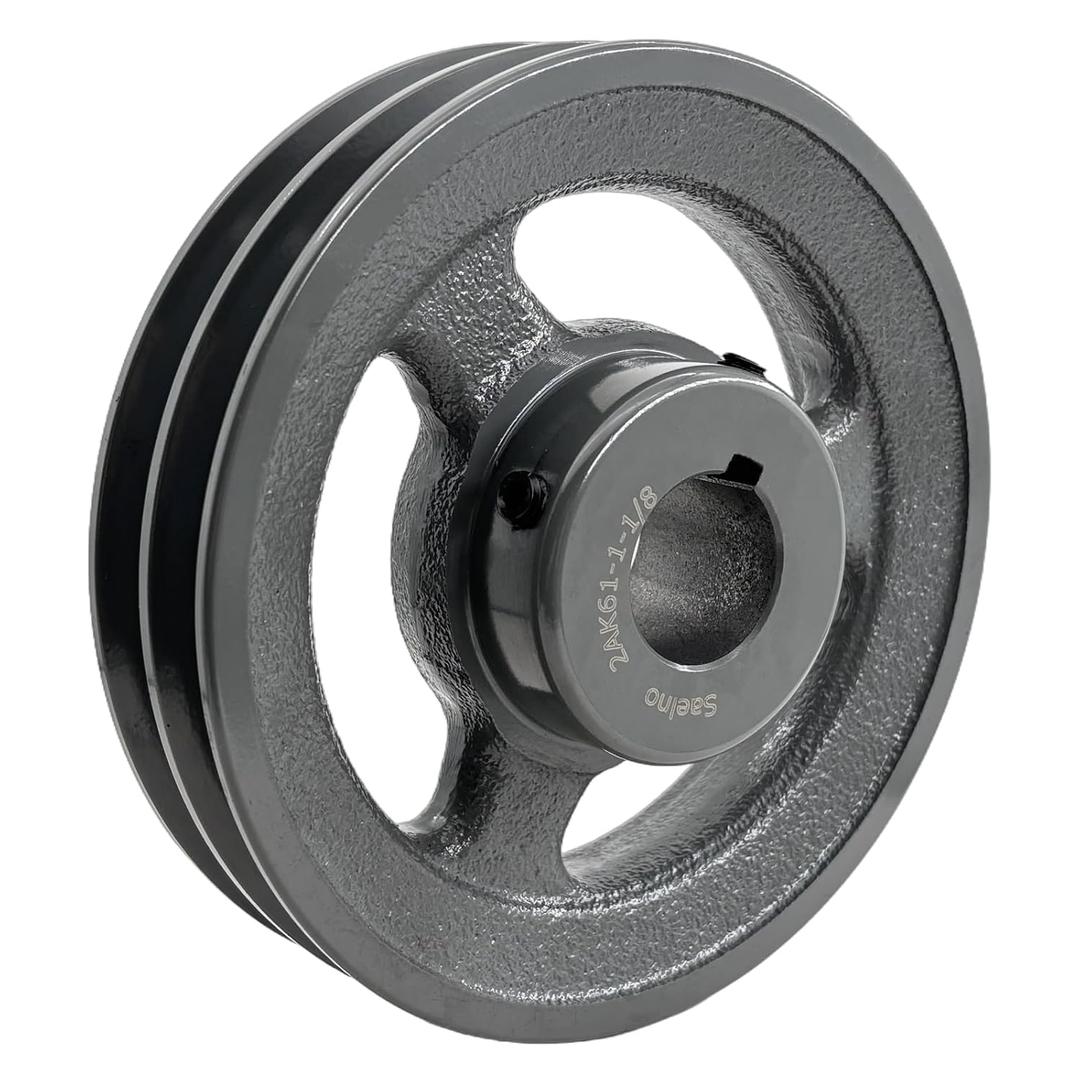 2AK61-1 1/8 Double Groove Pulley,v Belt Pulley 1 1/8 inch bore 5.95" OD,Motor Pulley Cast Iron for A AX 3L 4L V-Belts,2AK61X1 1/8 Pulley