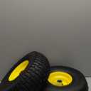 AR-PRO Exact Replacement 15" x 6.00-6" Front Tire and Wheel Assemblies Compatible with John Deere Riding Mowers 100 and D100 Series - 3" Centered Hub and 3/4" Bushings, 4Ply Pneumatic (Set of 2) (Yellow)