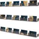 Gomos Business Card Holder Wall Mount - Designed Multiple Business Card Holder Display Set, Wall Business Card Rack with 15 Slots - Pack of 3 Clear Acrylic Holders for Office & Retail (Brown)