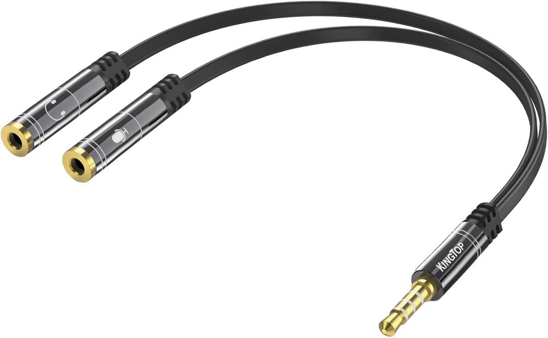 KINGTOP Headset Splitter, 3.5mm Headphone Mic Splitter Cable for Headset with Separate Audio Microphone Jacks (Not for Dual Audio Jacks)