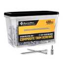 Composite Trim Screws, #8 x 2-1/2 Stainless Steel 304, 450pcs, Hidden Fastener for PVC & Wood, Outdoor Deck, & Exterior, Rust-Resistant, T-10 Star Drive, 3.4lbs