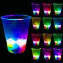 16oz Glowing Party Cups for Indoor Outdoor Party Event Fun, Pack with Flashing color Bright Glow-In-The-Dark Colors for House Parties Birthdays Concerts Weddings BBQ Beach DJ Holidays