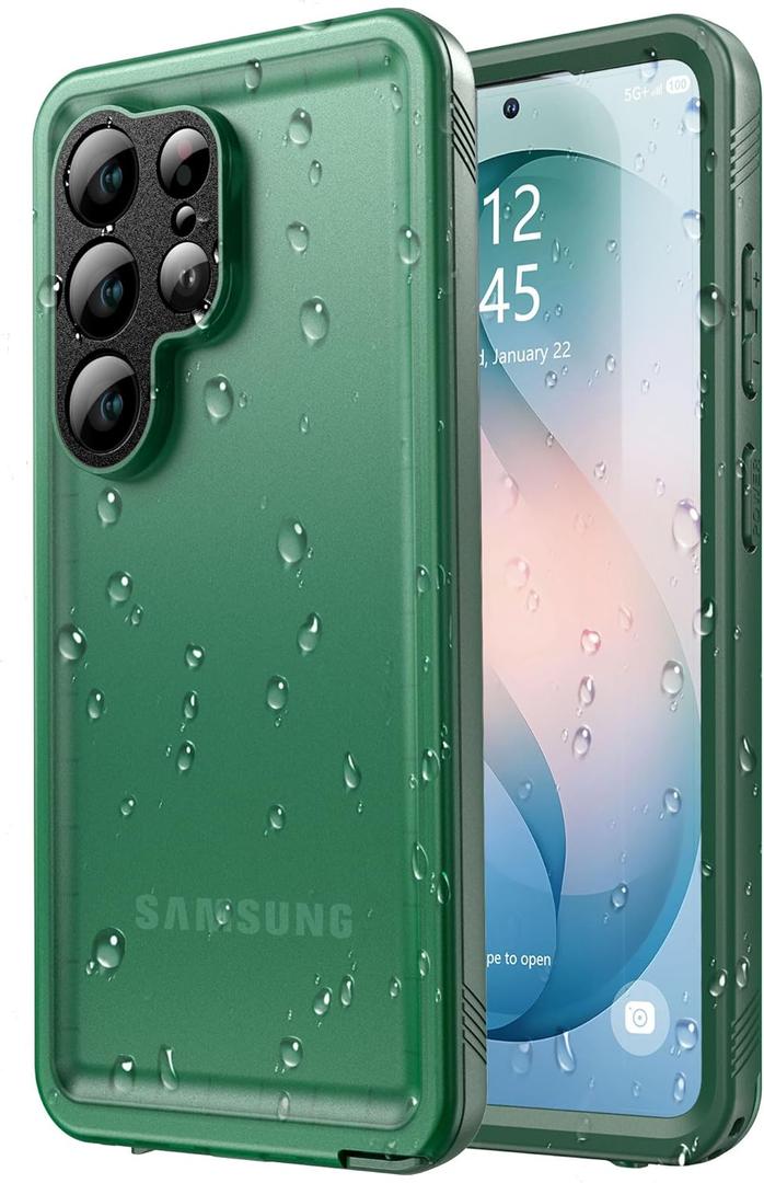 SPORTLINK for Samsung Galaxy S26 Ultra Case, IP68 Waterproof Dustproof Military 360 Full Body Heavy Duty Shockproof Protective with Camera Screen Protector S 26 Phone Front Back Cover 6.9" Green