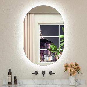 TETOTE 24 x 36 Inch Oval LED Mirror Backlit Mirror Bathroom Pill-Shaped 3 Colors Warm/White/Natraul Lighted Vanity Mirror with Lights Pill Type Anti-Fog Dimmable Wall Mounted Vertically & Horizontally