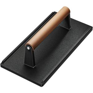 Yoehka Cast Iron Grill Press-1PCS, Heavy Duty Bacon/Burger/Griddle/Chef Press with Wood Handle, Perfectly Grilled Steak,Meat,Sandwich,Panini, 2.25lbs Cooking Weight,Rectangle(8.27"4.25"3.35in)