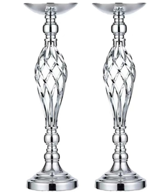 2 Pcs Silver 20.5in Metal Flower Arrangement Stand for Wedding Home Decor.Vases Centerpieces for Table,Party Reception Birthday Hotel Decor(Medium) 