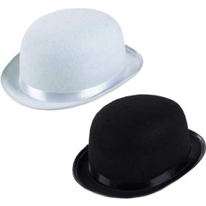 Funny Party Hats Derby Hats - 2 Pack - Black and White Bombin - Bowler - Roaring 20s Hats