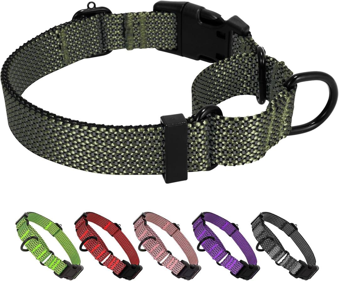 Martingale Dog Collars Adjustable Training Martingale Collar for Dogs - Reflective No Pull Dog Collar with Quick Release Buckle (Army Green, Large) (Medium)