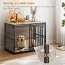 HOOBRO Dog Crate Furniture, 36.6" Heavy Duty Dog Kennel with Sliding Barn Door, Wooden Dog Cage Indoor, Decorative Side End Table for Small/Medium Dogs, Greige and Black GY162GW03G1