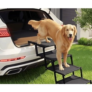 Oiilores Foldable Dog Stairs for Large Dogs - Extra Wide Pet Ramp for Cars, SUV, Non-Slip Surface, Supports Up to 250 Lbs, 4 Steps
