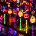 Halloween Decorations Outdoor Solar Pumpkin Ghost Witches Hats Lantern Garden Stake Lights, 6 Pack 8 Modes Solar Halloween Lights Waterproof for Outside Yard Pathway Grave Lawn Porch Party Decor Decor