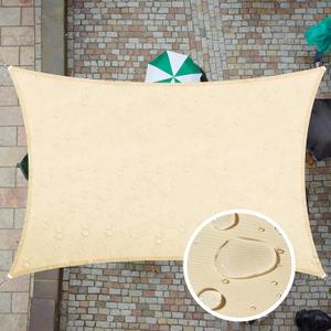 ColourTree 7' x 12' Beige Rectangle Waterproof Sun Shade Sail UPF50 Canopy Awning Shelter Fabric Screen, 95% UV Blockage & Water Resistant, for Outdoor Patio Garden Carport (We Make Custom Size)
