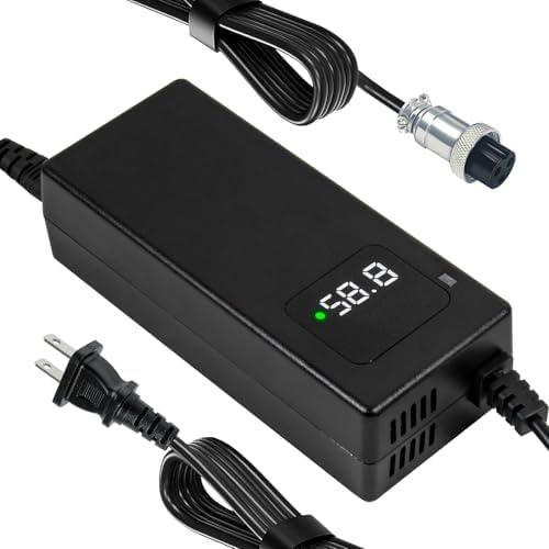 YZPOWER 58.8V 2A Lithium Battery Charger for 52V 14S Li-ion Batteries 3 Prong GX16-3 12mm Connector,Power Chager Adapter with Display and Built-in Fan