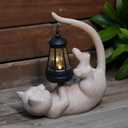 Solar Cat Garden Statue 10 Inch Porch Patio Decor for Outside Yard Decoration Outdoor Unique Housewarming Gardening Birthday Gifts for Cat Lovers Women Grandma