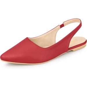Allegra K Women's Pointed Toe Pumps Slingback Flat Red Pumps 8.5 M US