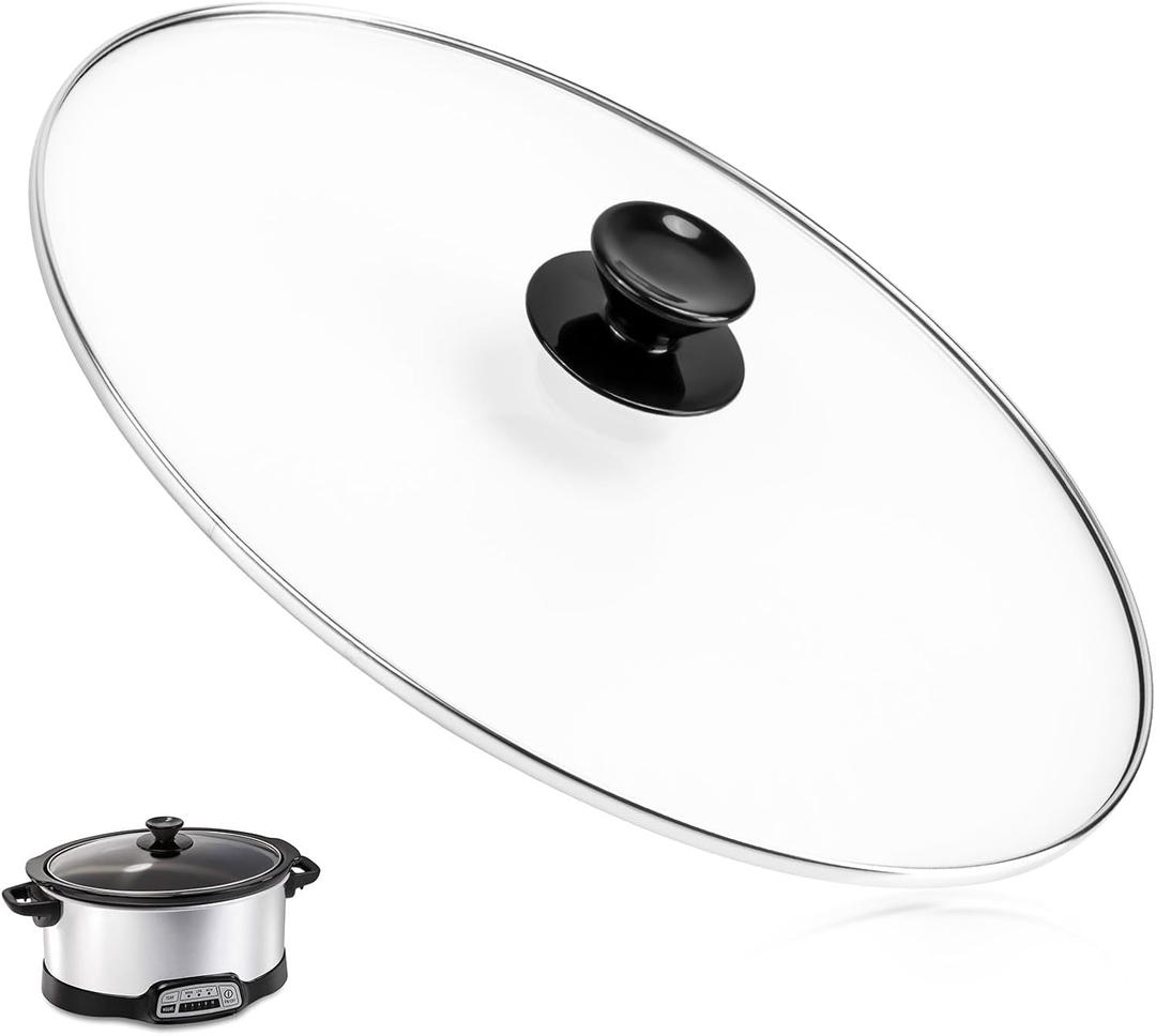 Oval Glass Lid 7 Quart Fits for Hamilton Beach Slow Cooker Lid & Rival Crock Pot Slow Cooker SCV700SS,SCCPVP700-S Replacement Oval 7 Quart Lids