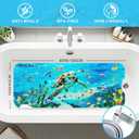 Baby Bath Mat for Tub Non Slip Kids, BPA Free Extra Long Bathtub Mat 40x16 with Drain Holes and 200 Suction Cups, Non Toxic Machine Washable Toddler Bath Mat, No Fading, Sea