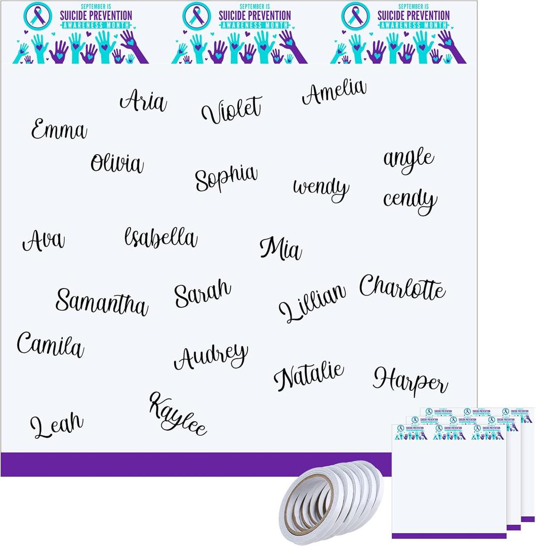 4 Pcs Suicide Prevention Posters Teal and Purple Ribbon Suicide Awareness Autograph Poster 5 x 5ft Photo Props Backdrop Motivational for Fundraiser Charity Event School Social Public Activity Supplies