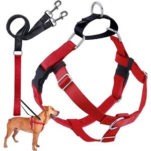 2 Hounds Design Freedom No Pull Dog Harness, Adjustable Harness and Leash Set, Easy Walking & Comfortable Control, Fits Small, Medium & Large Dogs, Solid Colors, Made in USA, 1" XL, Red