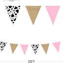 32Ft Western Cowgirl Party Decorations Burlap Pink Cow Triangle Flag Fabric Banner Pennant Garland Streamer for Western Cowgirls Birthday Baby Shower Derby Day Farm Animals Wild Party Decor Supplies