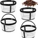 4Pcs Reusable Coffee Filter for 4-6 Cup Basket Machine, Nylon Mesh Coffee Filter Basket with Handle for Most Coffee Makers and Brewers