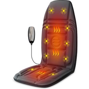 Vibration Back Massager with Heat, Massage Chair Pad with 10 Vibration Motors & 2 Heating Levels, Chair Massager for Recliner, Office Chair, Sofa, Gifts for Mom Dad Woman Man (Grey)