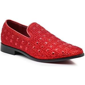 SPK11 Men's Vintage Fashion Rhinestone Designer Dress Loafers Slip On Shoes Classic Tuxedo Dress Shoes Size 8