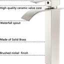VOTON Vessel Sink Faucet Brushed Nickel Modern Tall Waterfall Bathroom Sink Faucet with Pop-Up Drain Single Handle Bathroom Faucet 1 Hole Bowl Lavatory Vanity Faucet, Rv Sink Camper Farmhouse Faucet