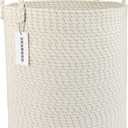 Cotton Rope Laundry Basket Hamper for Clothes Woven Storage Basket for Living Room Bedroom Boho Tall Rope Baskets for Blanket Toys Pillow Towels Baby Nursery Hamper Bin striped (regular)