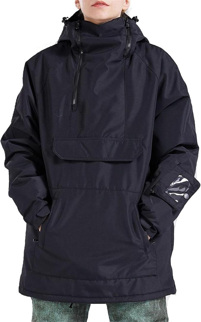 Womens Ski Snow Anorak Jacket Waterproof Windproof Warm Snowboarding Winter Coat with Hood (X-Large)