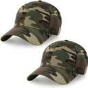 2-Pack Classic Structured Baseball Cap Adjustable Snapback Multipack Ball Caps for Custom Embroidery Running Workouts Outdoor (Green)