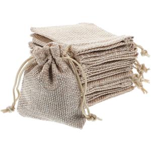 InnoHHustle 20 Pcs 3.5x2.7 Burlap Gift Bags Small Burlap Bags Mini Burlap Bags Small Drawstring Bags Small Burlap Gift Bags Reusable Gift Bags DIY Craft Bags Small Size for Party