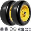 11x4.00-5 Lawn Mower Tires Flat Free Zero Turn Front Tires with 3/4" Bearing Extra 5/8 Bearing, 3.4"-5" Hub, 11x4.00-5 Tire Fits Generators & Lawn Mowers, 350LBS (Yellow,2 pack)