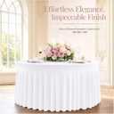 10 Pack White 120 Inch Stretchy Fitted Spandex Tablecloths for 60 Inch Round Tables, Wrinkle Free Washable Polyester Table Covers with Skirt for Wedding Birthday Banquet Events, 120 Spandex Tablecloths -10pcs