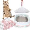 Sabary 80 Cat Litter Box Bags Liners Jumbo Drawstring Hdpe, 36 x 18 Inch