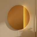 ONEWISH LED Wall Sconce, Dimmable Mirror Wall Lamp,16.93 inch Round Wall Lights for Bedroom with Memory Function, Wall Lamps for Living Room Entryway, Bronze
