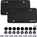 Silicone License Plate Frame 2 Pack, Anti-Scratch Black License Plate Frame Brackets, Anti-Rattle Durable Universal Holder for US Standard Vehicles Front & Rear protector (Style 1)