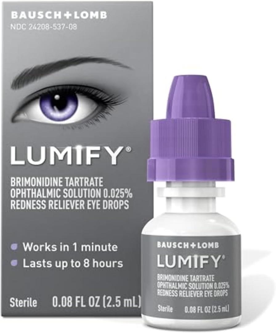 LUMIFY Eye Drops for Red Eyes, Redness Reliever for Brighter Looking Eyes, Works in 1 Minute & Lasts Up to 8 Hours, Eye Drops, 0.08 Fl Oz (2.5 mL), Packaging May Vary 2025/08