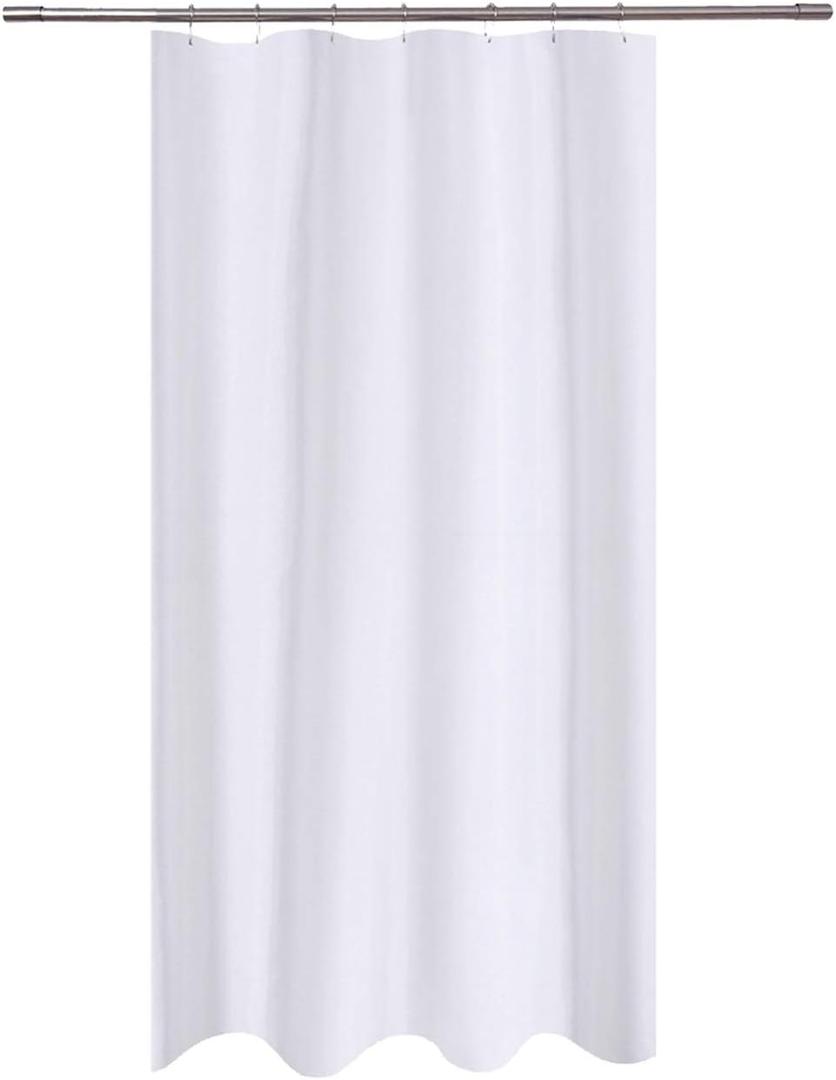 N&Y HOME Fabric Shower Curtain Liner 40 x 72 inches Bath Stall Size, Hotel Quality, Washable, Water Repellent, White Spa Bathroom Curtains with Grommets, 40x72
