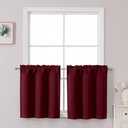 Chyhomenyc Short Burgundy Curtains 24 Inch Length, Small Kitchen Curtain Rod Pocket Half Window Curtains for Basement Cabinet Camper RV Bunk, 2 PCS, Each 30Wx24L, Burgundy