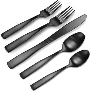Matte Black Silverware Set, Bysta 18 -Piece Stainless Steel Flatware Cutlery Set for 4, Satin Finish, Dishwasher Safe, Nice Box Package