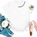 LOTUCY Autism Awareness Shirt Women Autism Support Teacher T-Shirt Special Education Short Sleeve Shirt (L)
