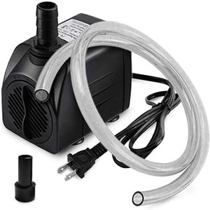 Small Submersible Pump (160GPH 10Watt), Ultra Quiet Fountain Pump (600L/H) with 3.3 ft Tubing for Aquariums, Pond Fountain, Water Feature, Indoor Fountains