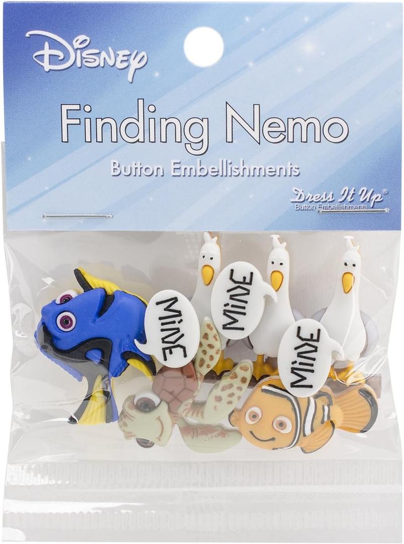 Dress It Up 7723 Disney Button Embellishments, Finding Nemo, Blue
