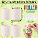 Zubebe 12 Pcs Paint Your Own Ceramic Pots Bulk Unfinished Succulent Pots Craft Kit with Drainage Hole Mini Paintable Plant Vase Ready to Paint Planter for Cactus DIY Craft (Elegant Flowers Cylinder)