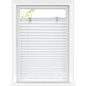 LazBlinds Tool-Free Cordless Pleated Shades with Suction Cups Light Filtering Top Down Bottom Up Pleated Blinds for Window Size 23" W x 65" H, White
